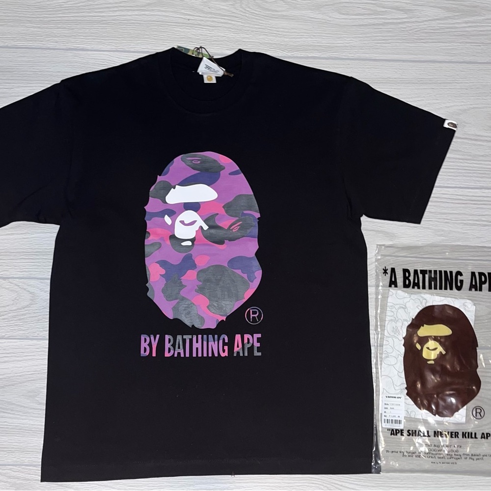 Bape Black and Purple Graphic T-Shirt